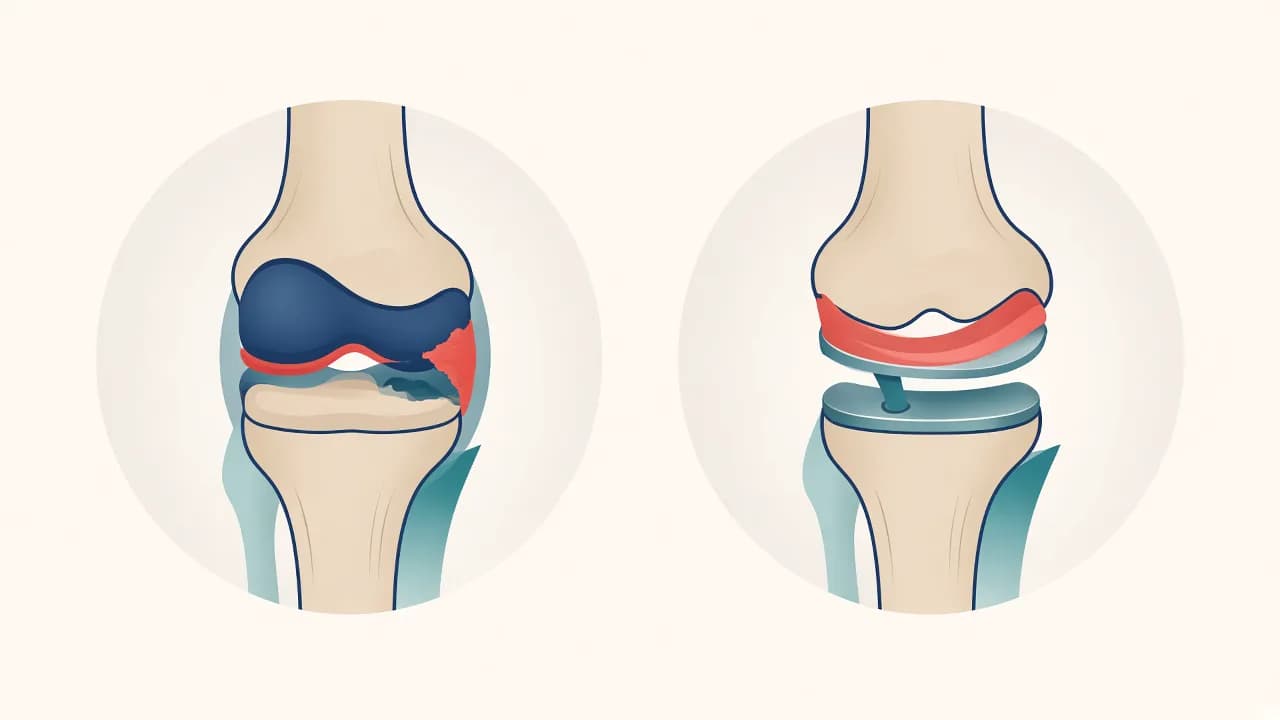 Illustration of a single worn knee compartment and the concept of partial knee resurfacing