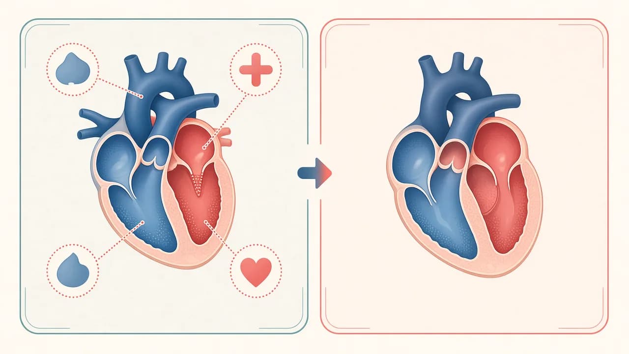 Illustration of tetralogy of Fallot anatomy and the concept of complete repair