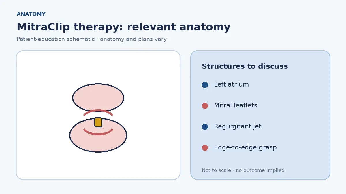 Medical illustration of the mitral valve between the left atrium and left ventricle with a regurgitant jet