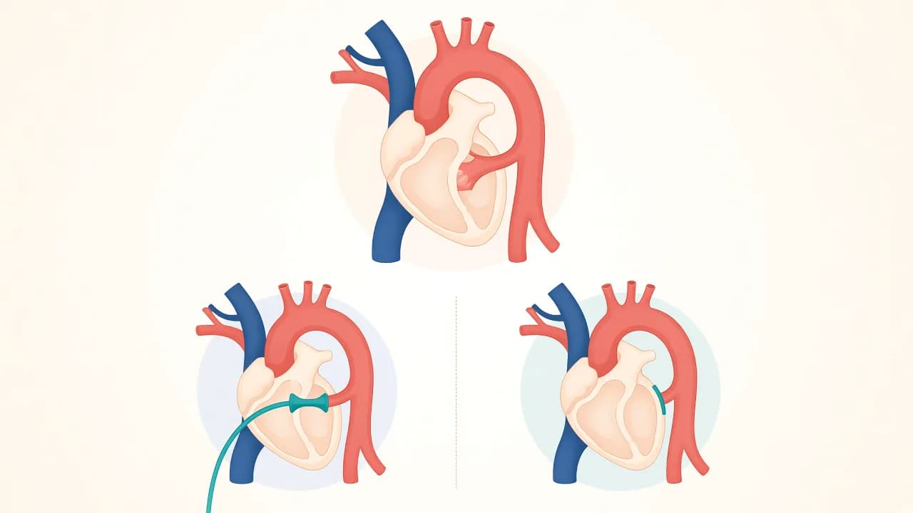 Illustration showing a patent ductus arteriosus and the concept of PDA closure