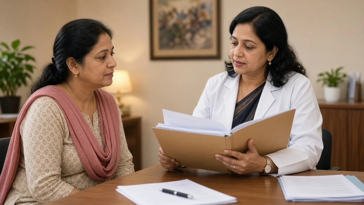 Oncology follow-up visit after breast cancer treatment