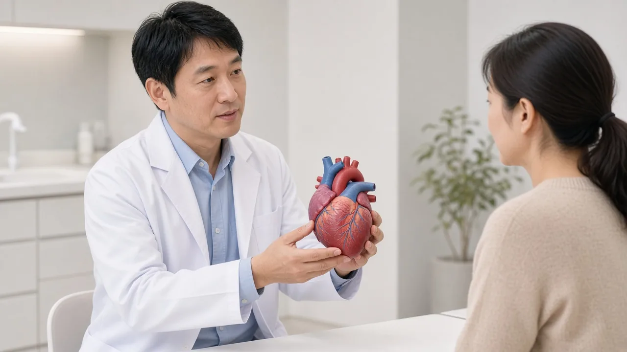 Educational illustration of overlapping heart and vessel forms used as the heart bypass surgery cost hero