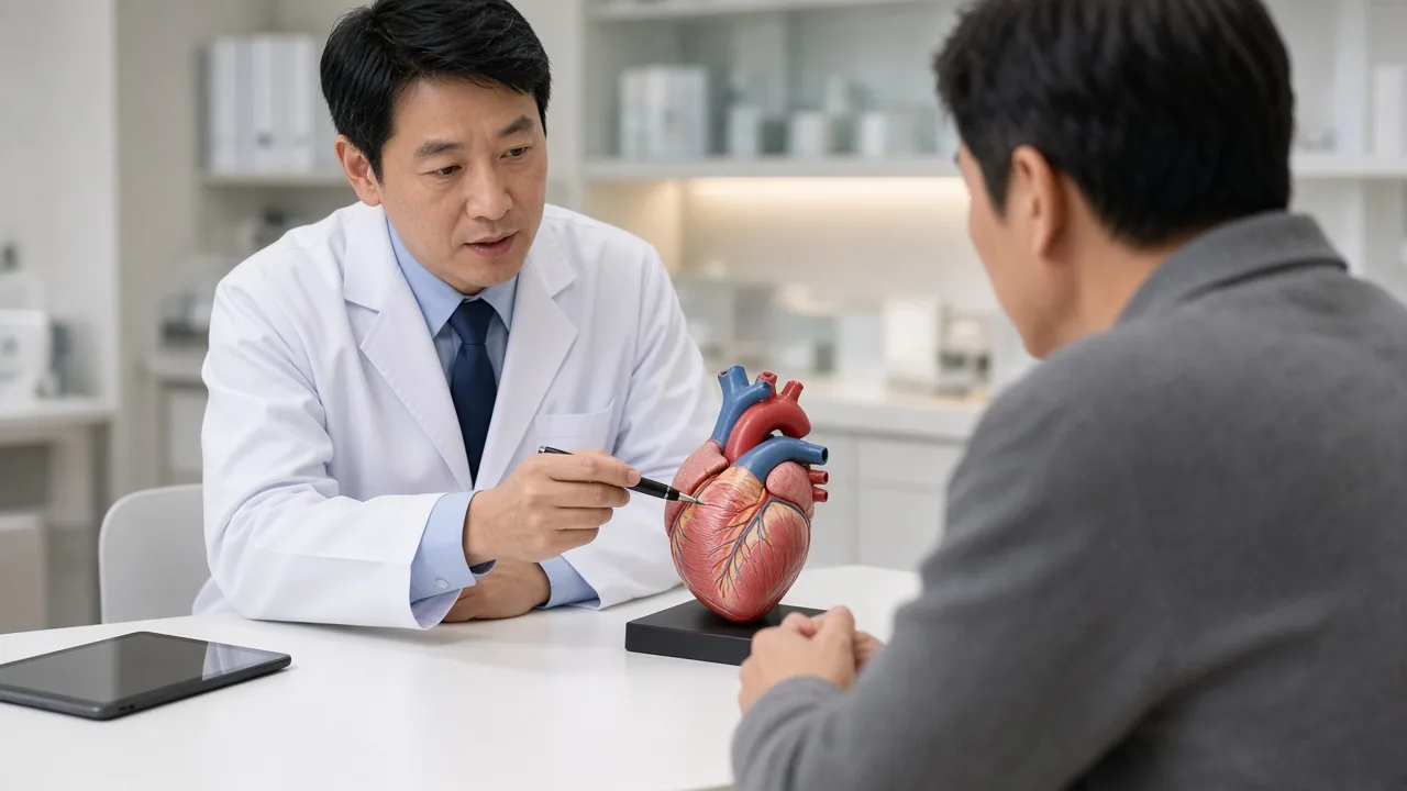 Educational illustration of overlapping heart and valve rings used as the heart valve replacement hero
